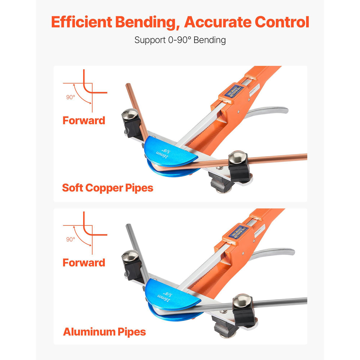 Tubing Bender Kit, 6 mm to 22 mm, Compact Ratcheting Tube Pipe Bender, Ratchet Hand Bending Tool, with 7 Color Aluminium Alloy Dies, HVAC Tools, for Copper HVAC Air Conditioning Refrigeration