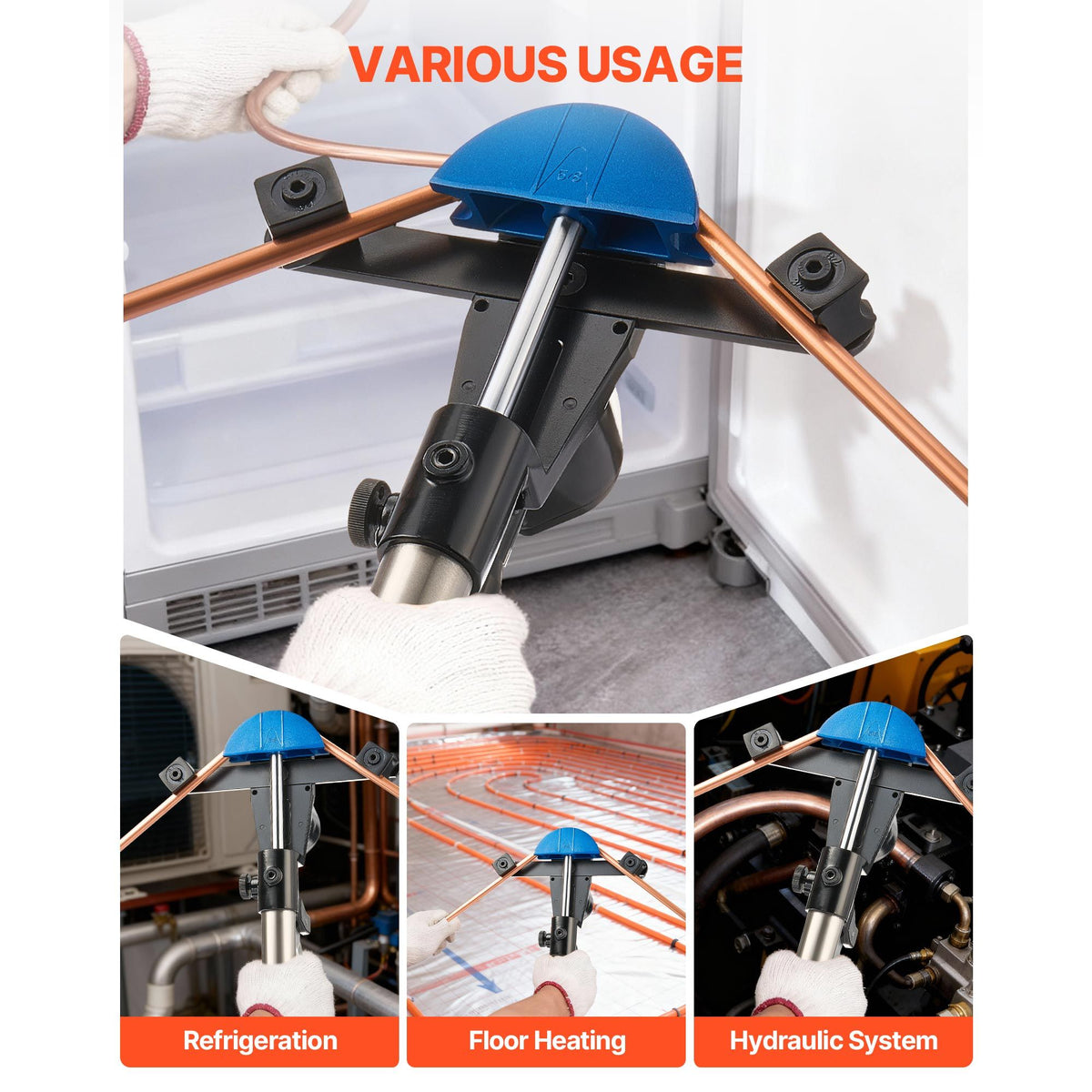 Hydraulic Tubing Bender Kit, 6 mm to 22 mm, Copper Tube Pipe Bender, Forward/Reverse HVAC Bending Tool, with 7 Color Aluminium Alloy Dies, for HVAC Air Conditioning Refrigeration Auto Repair