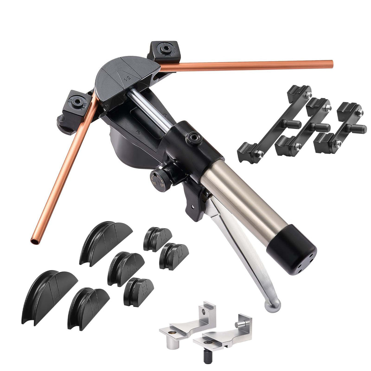 Hydraulic Tubing Bender Kit, 6 mm to 22 mm, Copper Tube Pipe Bender, Forward/Reverse HVAC Bending Tool Set, with 7 Aluminium Alloy Dies, for HVAC Air Conditioning Refrigeration Automotive Repair