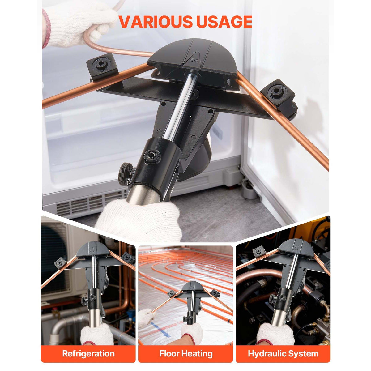 Hydraulic Tubing Bender Kit, 6 mm to 22 mm, Copper Tube Pipe Bender, Forward/Reverse HVAC Bending Tool Set, with 7 Aluminium Alloy Dies, for HVAC Air Conditioning Refrigeration Automotive Repair
