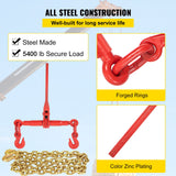 Hand Tools: VEVOR Chain Load Binder, 8 mm Tie Down Kit with 3 Ton Working Load Capacity and Two Grab Hooks, Includes (4) Ratchet Binders - (4) 6.4 m Grade 80 Chains, Transport Load Package for Hauling, Towing
