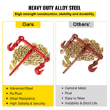 Hand Tools: VEVOR Chain Load Binder, 8 mm Tie Down Kit with 3 Ton Working Load Capacity and Two Grab Hooks, Includes (4) Ratchet Binders - (4) 6.4 m Grade 80 Chains, Transport Load Package for Hauling, Towing
