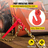 Hand Tools: VEVOR Chain Load Binder, 8 mm Tie Down Kit with 3 Ton Working Load Capacity and Two Grab Hooks, Includes (4) Ratchet Binders - (4) 6.4 m Grade 80 Chains, Transport Load Package for Hauling, Towing