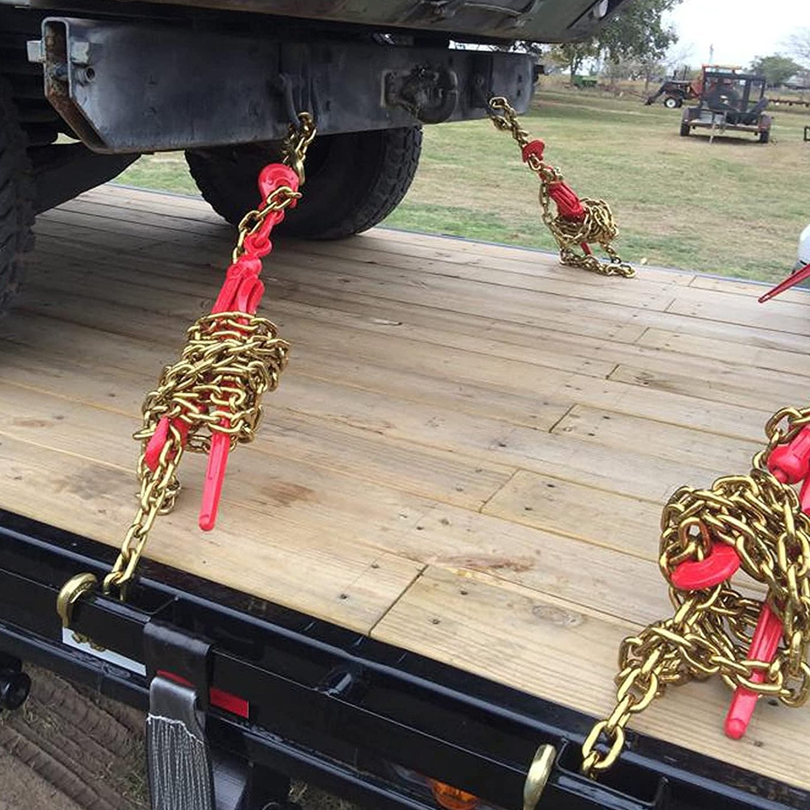 Hand Tools: VEVOR Chain Load Binder, 8 mm Tie Down Kit with 3 Ton Working Load Capacity and Two Grab Hooks, Includes (4) Ratchet Binders - (4) 6.4 m Grade 80 Chains, Transport Load Package for Hauling, Towing