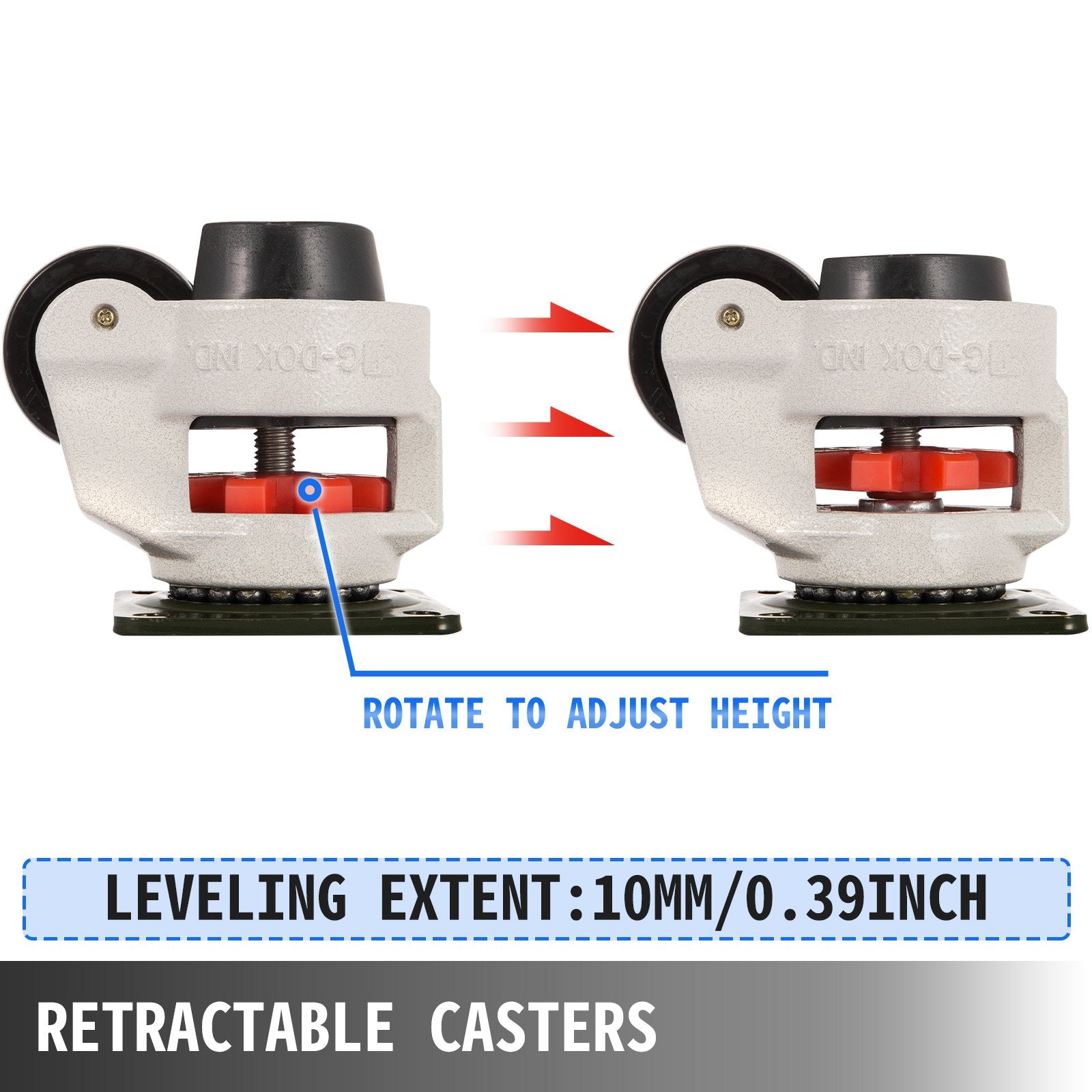 Desktops & Accessories: VEVOR 4 Pack Leveling Casters GD-60F Plate Mounted Footmaster Leveling Caster 551kg per Leveling Caster Wheels Nylon Wheel and NBR Pad(GD-60F)