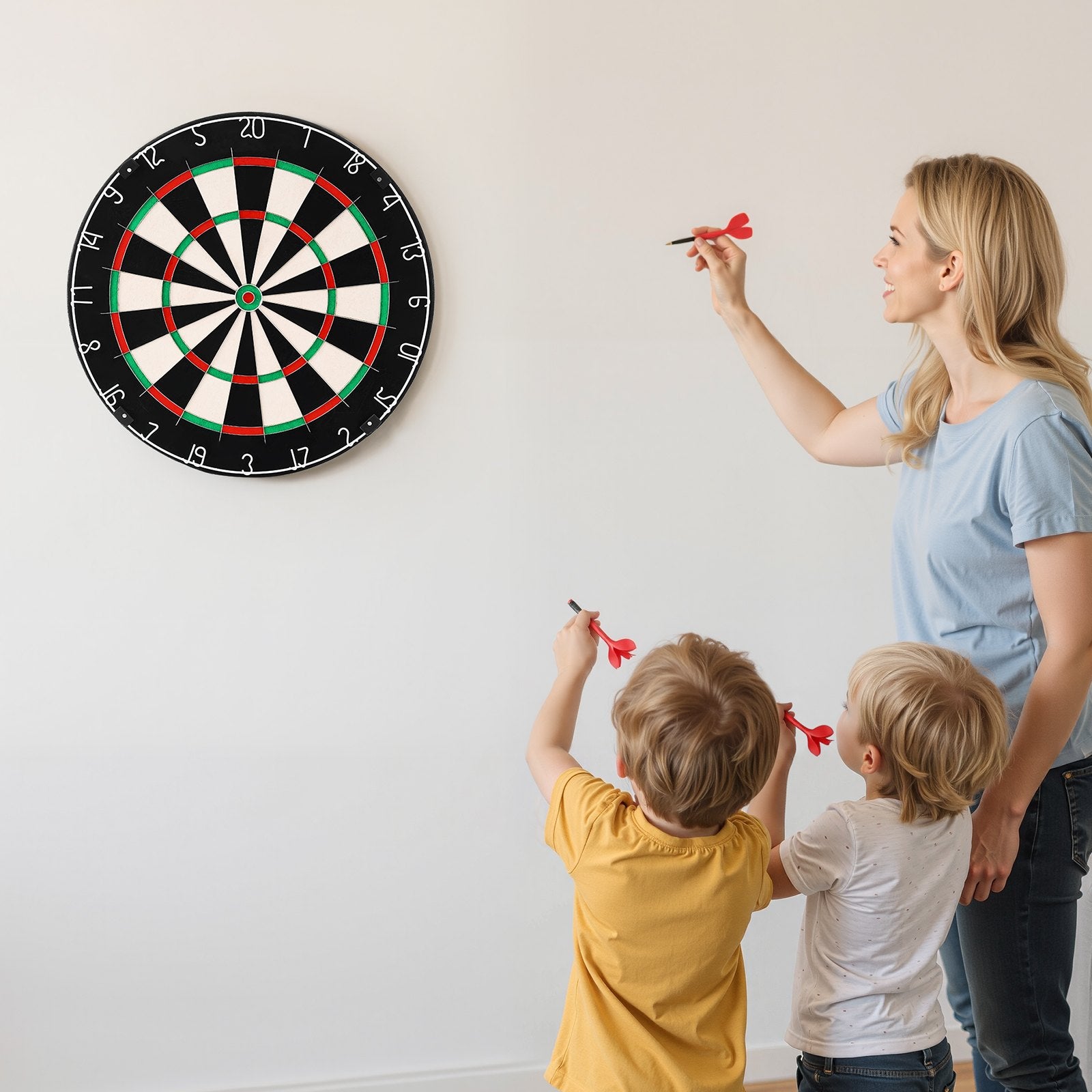 Dart Board, High-Grade Self-Healing Sisal Fiber Dartboard with Staple-Free Bullseye, Blade Wire & Rotating Number Ring, 450mm Professional Dartboard for Home Party Game Room (Darts Not Included)
