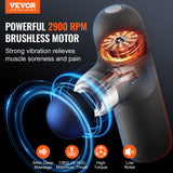 Massagers: VEVOR Massage Gun Deep Tissue, Percussion Muscle Massager for Athletes - with 4 Speed Levels & 4 Massage Heads, 7.4V 2500mAh Batteries, Handheld Mini Massage Gun for Pain Relief, Muscle Relaxation