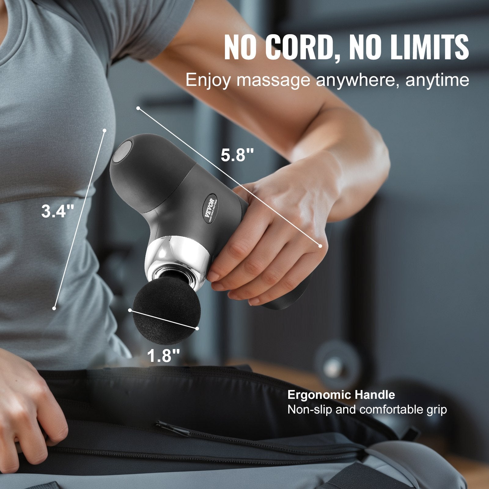 Massagers: VEVOR Massage Gun Deep Tissue, Percussion Muscle Massager for Athletes - with 4 Speed Levels & 4 Massage Heads, 7.4V 2500mAh Batteries, Handheld Mini Massage Gun for Pain Relief, Muscle Relaxation