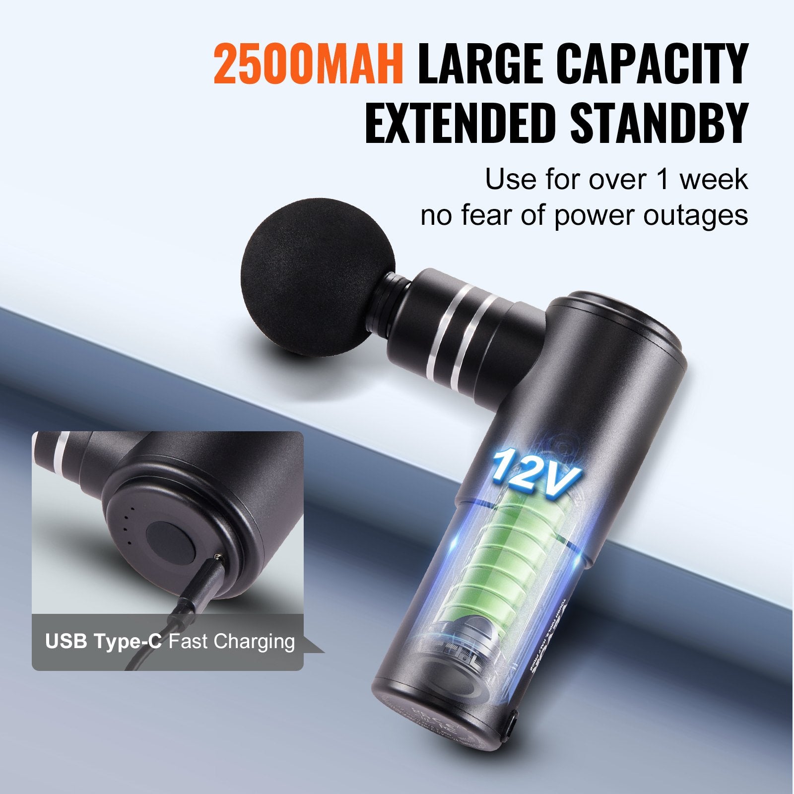 Massagers: VEVOR Massage Gun Deep Tissue, Percussion Muscle Massager for Athletes - with 4 Speed Levels & 4 Massage Heads, 12V 2500mAh Batteries, Handheld Electric Massage Gun for Pain Relief, Muscle Relaxation