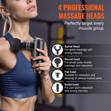 Massagers: VEVOR Massage Gun Deep Tissue, Percussion Muscle Massager for Athletes - with 4 Speed Levels & 4 Massage Heads, 12V 2500mAh Batteries, Handheld Electric Massage Gun for Pain Relief, Muscle Relaxation