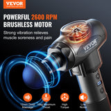 Massagers: VEVOR Massage Gun Deep Tissue, Percussion Muscle Massager for Athletes - with 9 Speed Levels & 6 Massage Heads, 24V 2500mAh Batteries, Handheld Electric Massage Gun for Pain Relief, Muscle Relaxation