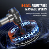 Massagers: VEVOR Massage Gun Deep Tissue, Percussion Muscle Massager for Athletes - with 9 Speed Levels & 6 Massage Heads, 24V 2500mAh Batteries, Handheld Electric Massage Gun for Pain Relief, Muscle Relaxation