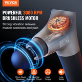 Massagers: VEVOR Massage Gun Deep Tissue, Percussion Muscle Massager for Athletes - with 6 Speed Levels & 4 Massage Heads, 12V 2500mAh Batteries, Handheld Electric Massage Gun for Pain Relief, Muscle Relaxation