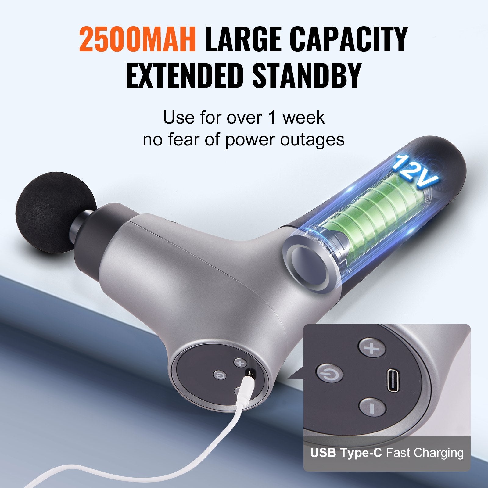 Massagers: VEVOR Massage Gun Deep Tissue, Percussion Muscle Massager for Athletes - with 6 Speed Levels & 4 Massage Heads, 12V 2500mAh Batteries, Handheld Electric Massage Gun for Pain Relief, Muscle Relaxation