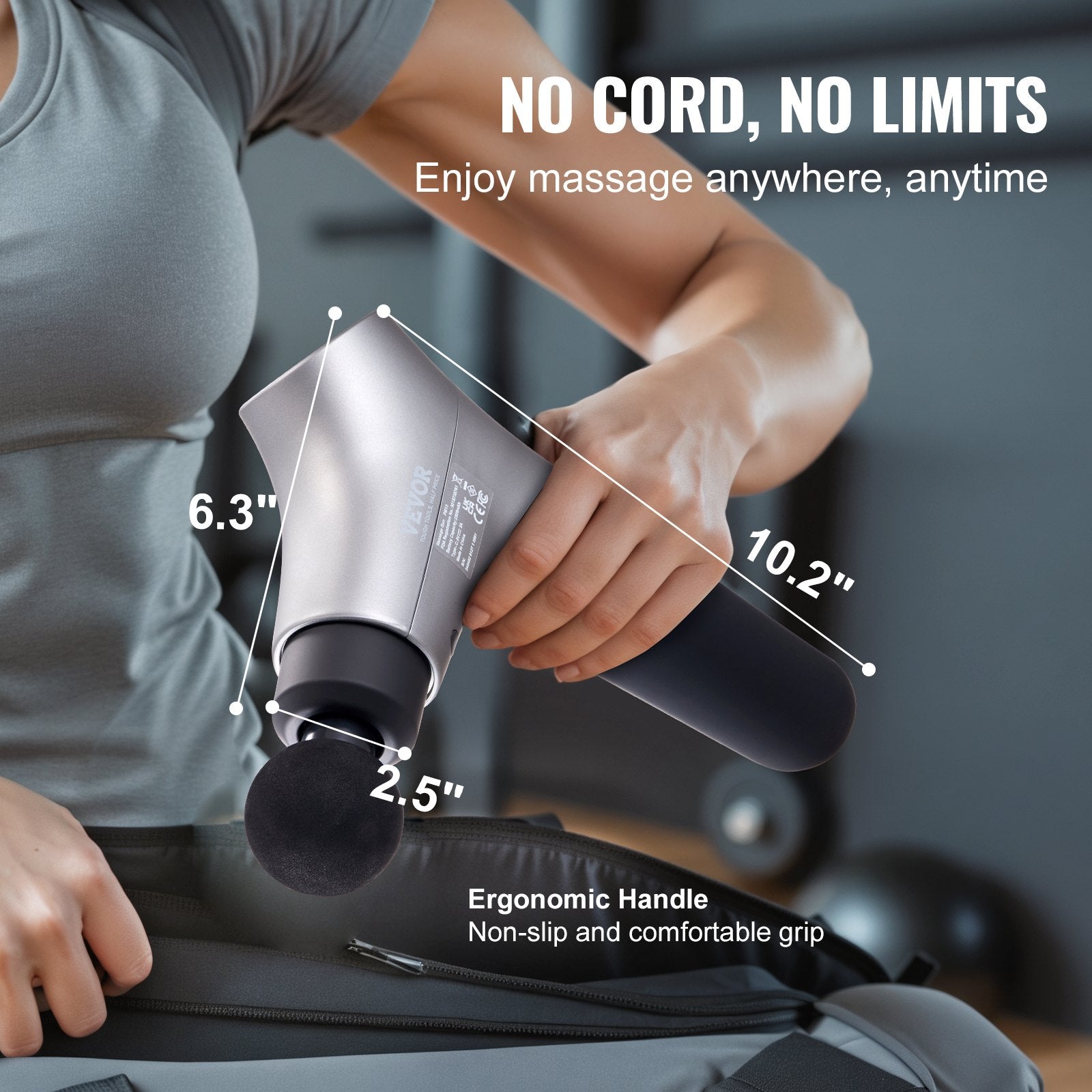 Massagers: VEVOR Massage Gun Deep Tissue, Percussion Muscle Massager for Athletes - with 6 Speed Levels & 4 Massage Heads, 12V 2500mAh Batteries, Handheld Electric Massage Gun for Pain Relief, Muscle Relaxation