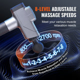 Massagers: VEVOR Massage Gun Deep Tissue, Percussion Muscle Massager for Athletes - with 8 Speed Levels & 6 Massage Heads, 16V 2500mAh Batteries, Handheld Electric Massage Gun for Pain Relief, Muscle Relaxation