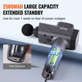 Massagers: VEVOR Massage Gun Deep Tissue, Percussion Muscle Massager for Athletes - with 8 Speed Levels & 6 Massage Heads, 16V 2500mAh Batteries, Handheld Electric Massage Gun for Pain Relief, Muscle Relaxation