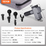 Massagers: VEVOR Massage Gun Deep Tissue, Percussion Muscle Massager for Athletes - with 8 Speed Levels & 6 Massage Heads, 16V 2500mAh Batteries, Handheld Electric Massage Gun for Pain Relief, Muscle Relaxation