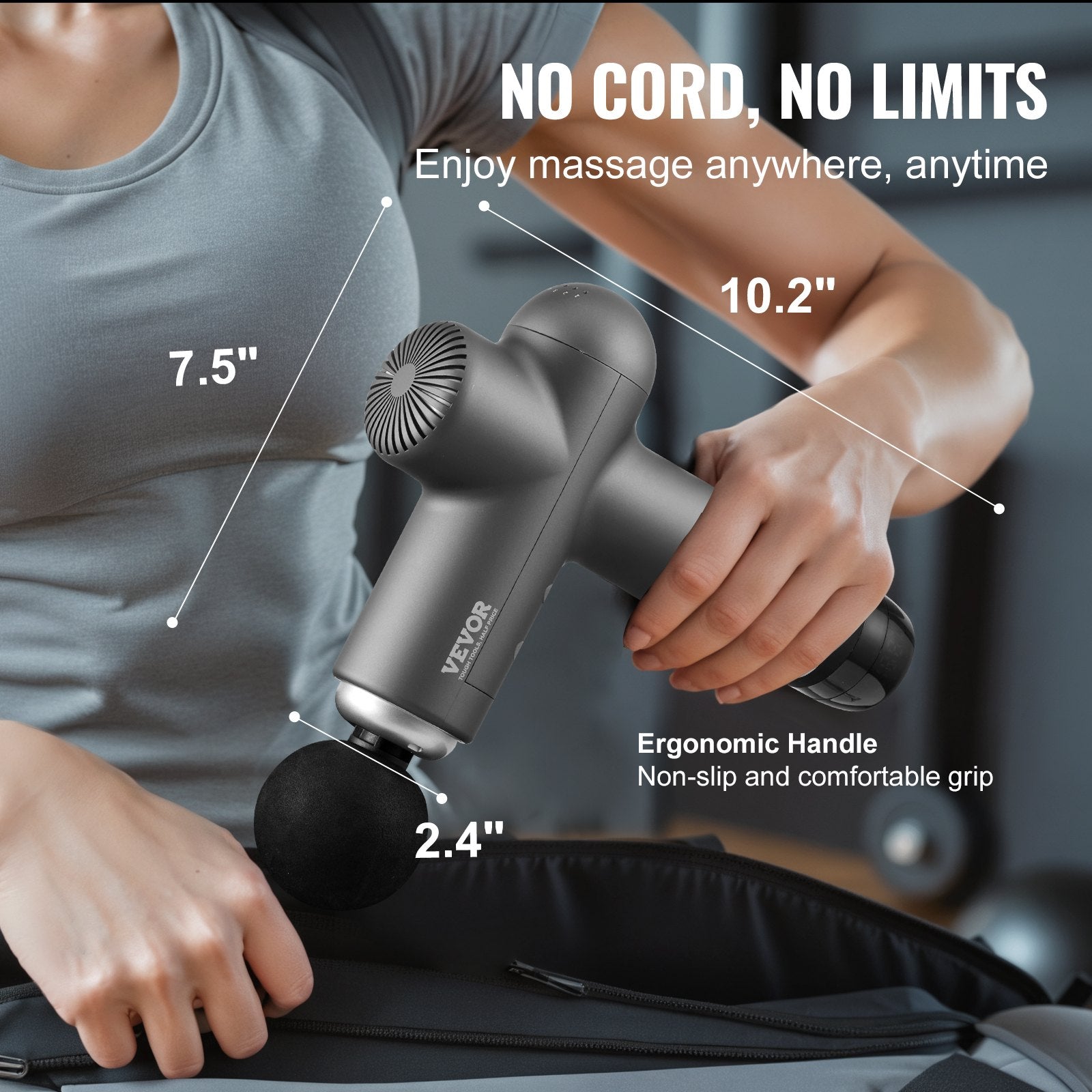 Massage Gun Deep Tissue, Percussion Muscle Massager for Athletes - with 8 Speed Levels & 6 Massage Heads, 24V 2500mAh Batteries, Handheld Electric Massage Gun for Pain Relief, Muscle Relaxation