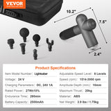 Massagers: VEVOR Massage Gun Deep Tissue, Percussion Muscle Massager for Athletes - with 8 Speed Levels & 6 Massage Heads, 24V 2500mAh Batteries, Handheld Electric Massage Gun for Pain Relief, Muscle Relaxation