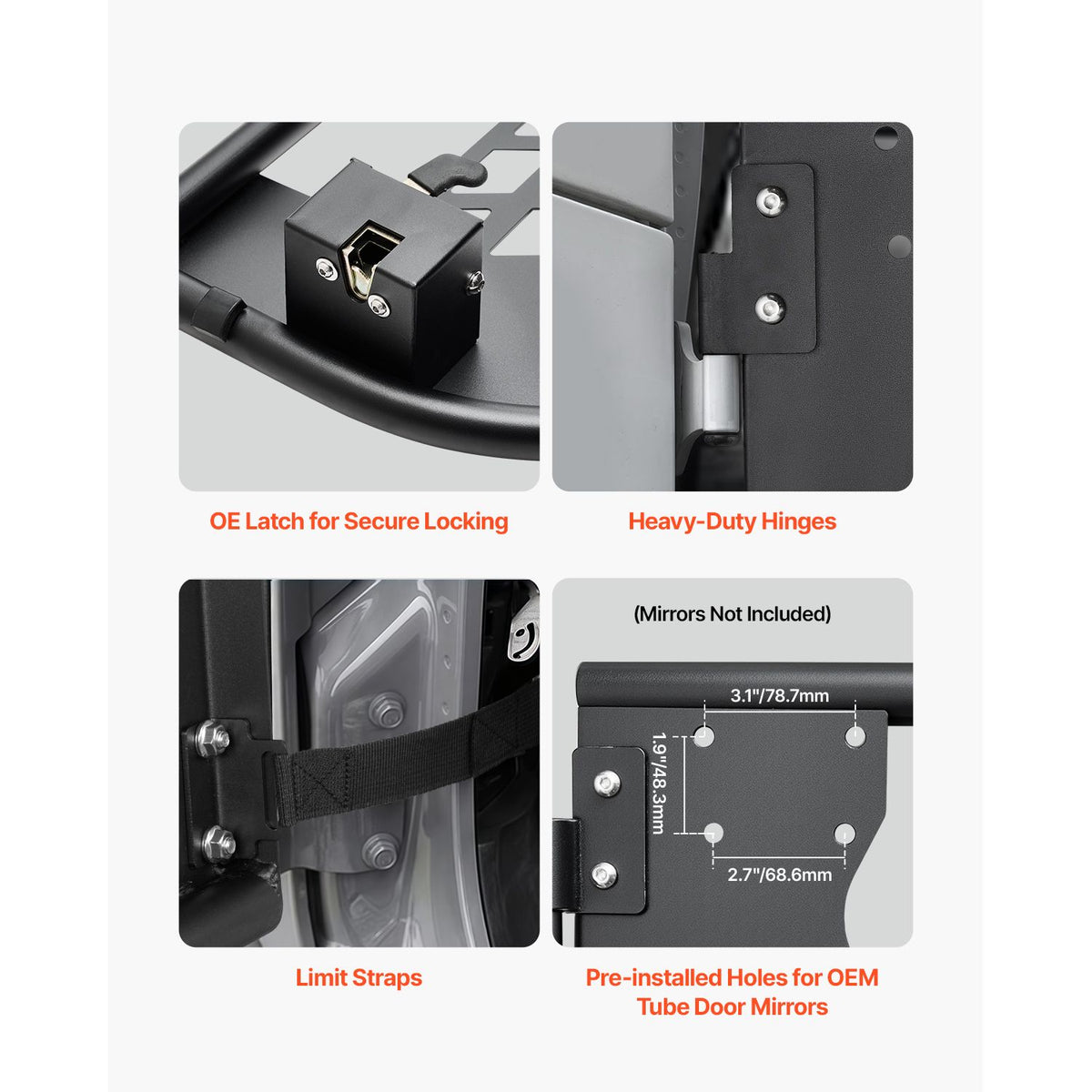 Jeep Tube Doors, 2-Door, Hunting Style Jeep Tubular Door with Heavy-Duty Hinges & OE Latch, Jeep Doors with Rubber Pads & Toughened Steel Tube, Fit for 2007-2018 Jeep Wrangler JK