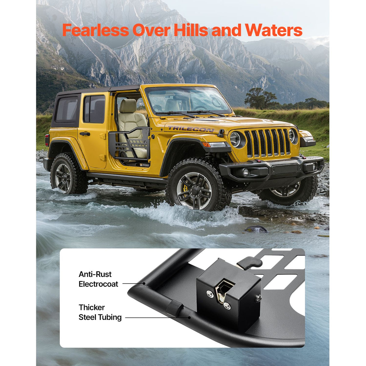 Jeep Tube Doors, 2-Door, Hunting Style Jeep Tubular Door with Heavy-Duty Hinges & OE Latch, Jeep Doors with Rubber Pads & Toughened Steel Tube, Fit for 2007-2018 Jeep Wrangler JK