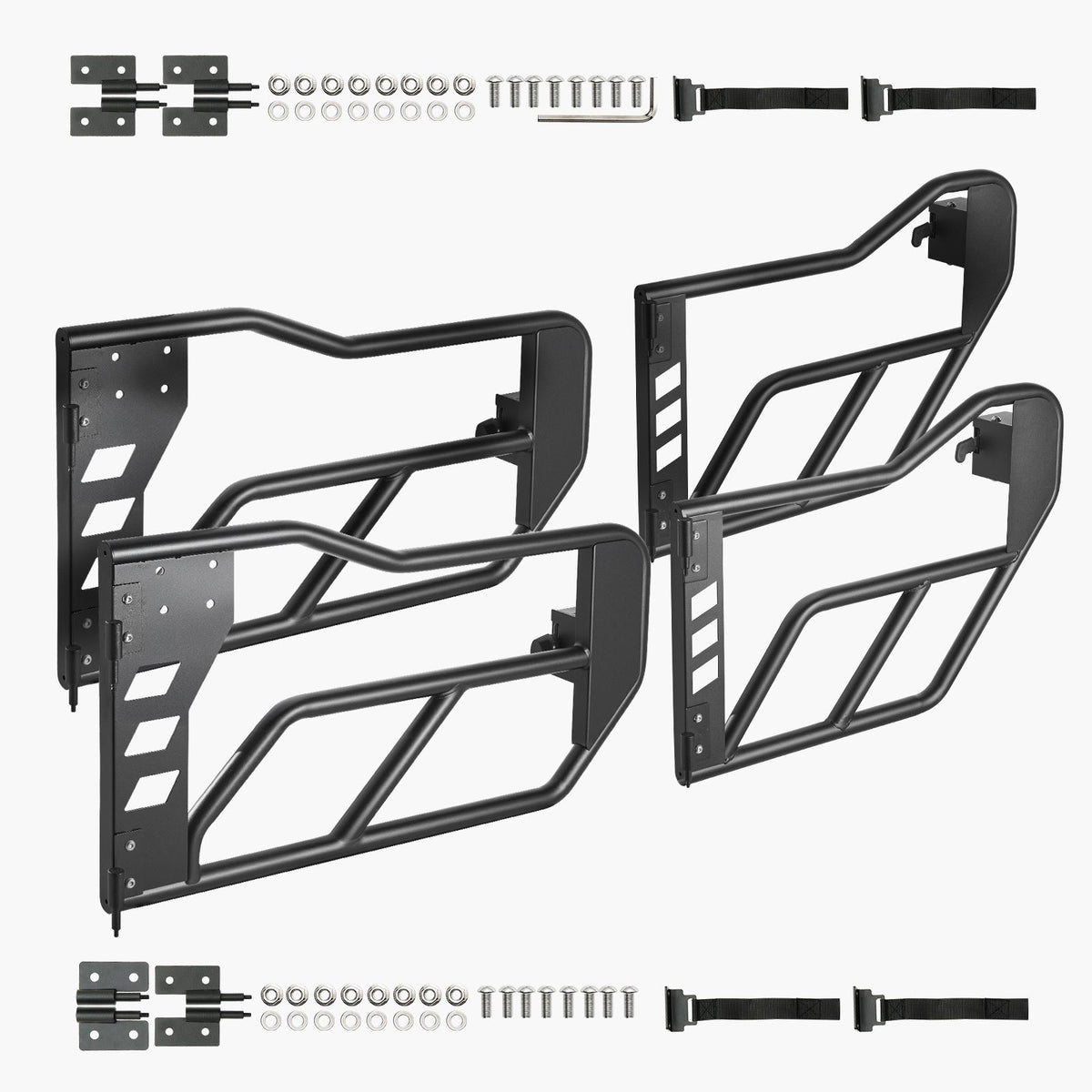 Jeep Tube Doors, 4-Door, Adventure Style Jeep Tubular Door with Heavy-Duty Hinges & OE Latch, Jeep Doors with Rubber Pads & Toughened Steel Tube, Fit for 2007-2018 Jeep Wrangler JK