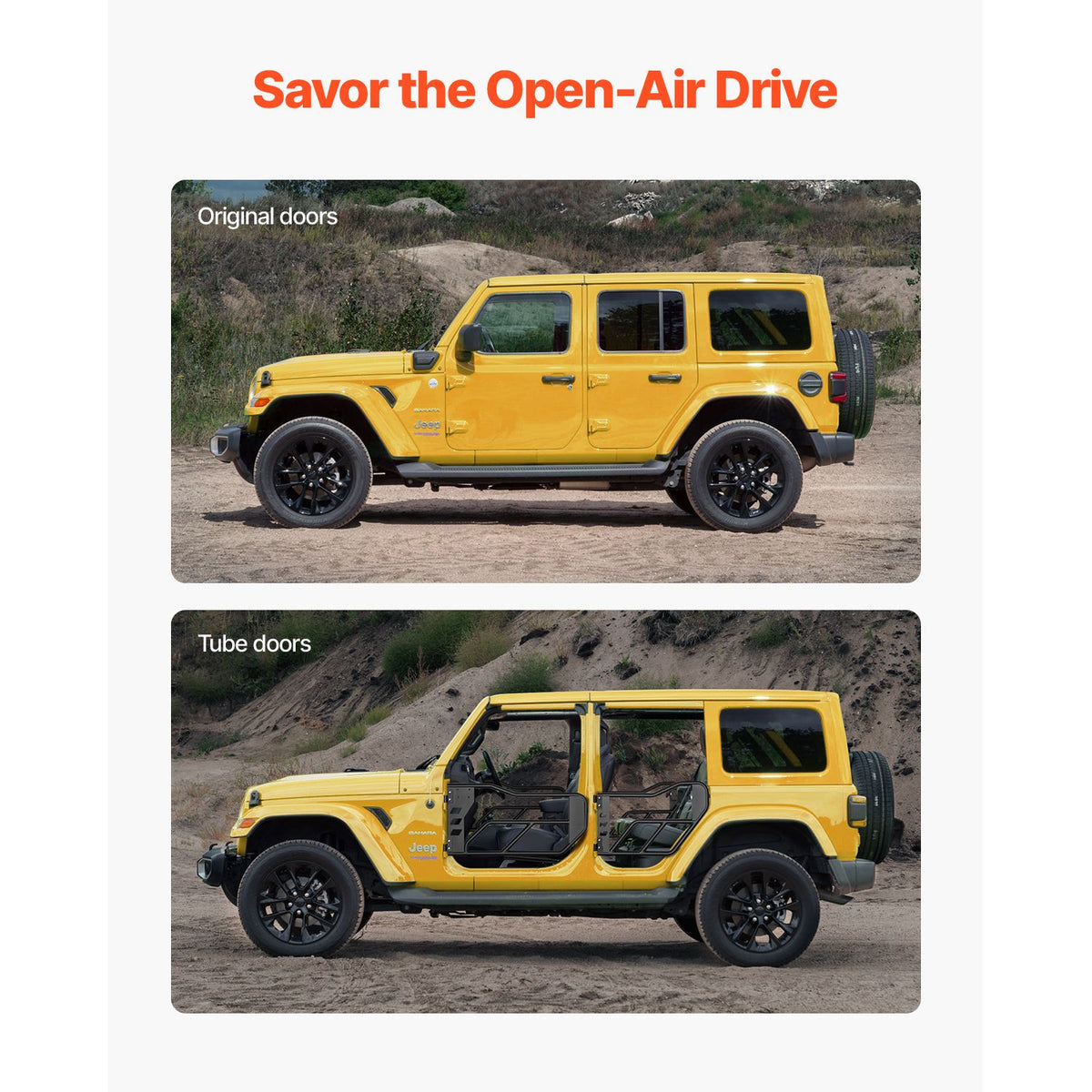 Jeep Tube Doors, 4-Door, Adventure Style Jeep Tubular Door with Heavy-Duty Hinges & OE Latch, Jeep Doors with Rubber Pads & Toughened Steel Tube, Fit for 2007-2018 Jeep Wrangler JK