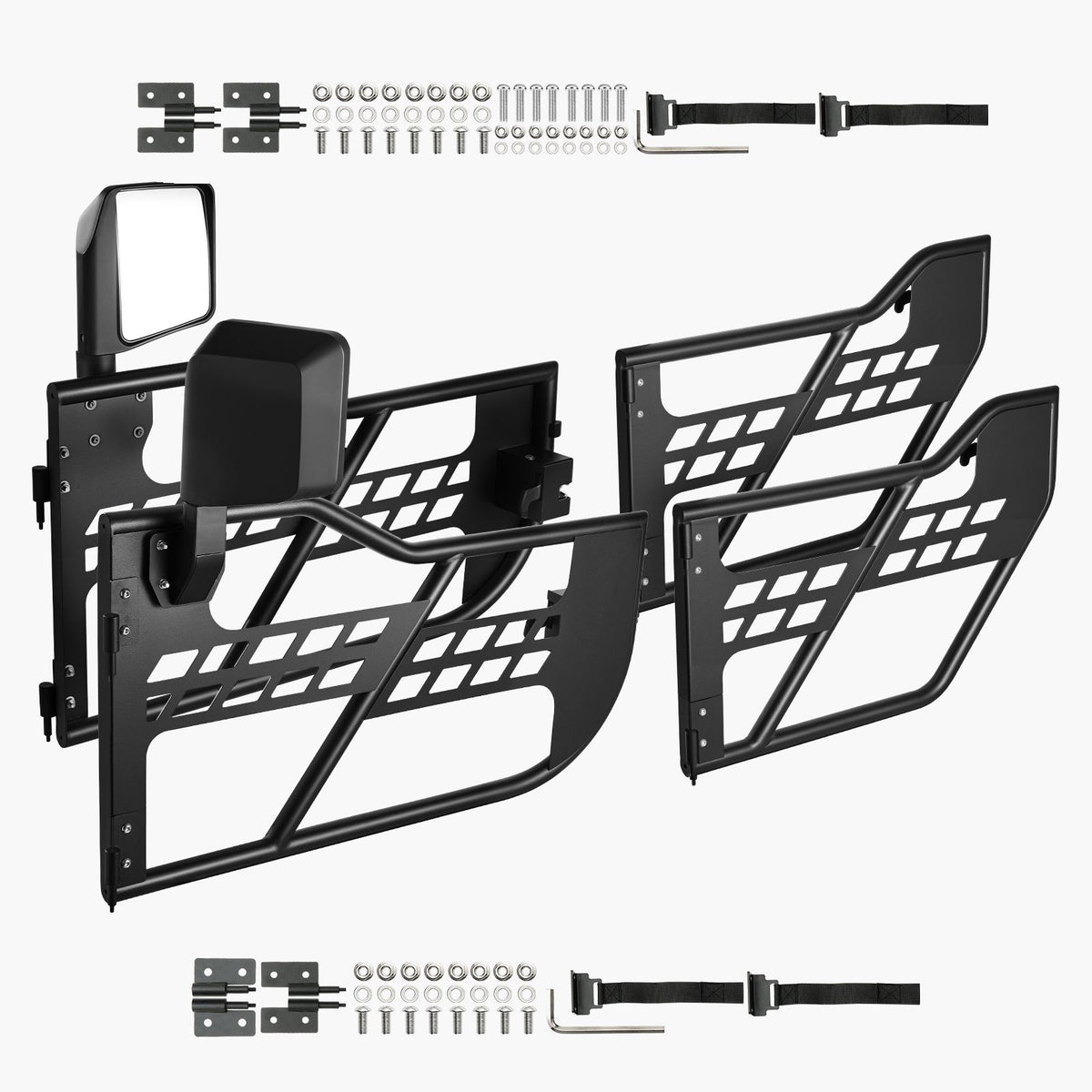 Jeep Tube Doors, 4-Door, Hunting Style Jeep Tubular Door with DOT Certified Rear View Mirrors, Jeep Doors with Rear Mirrors for 2018-2024 Jeep Wrangler JL & 2020-2024 Jeep Gladiator JT