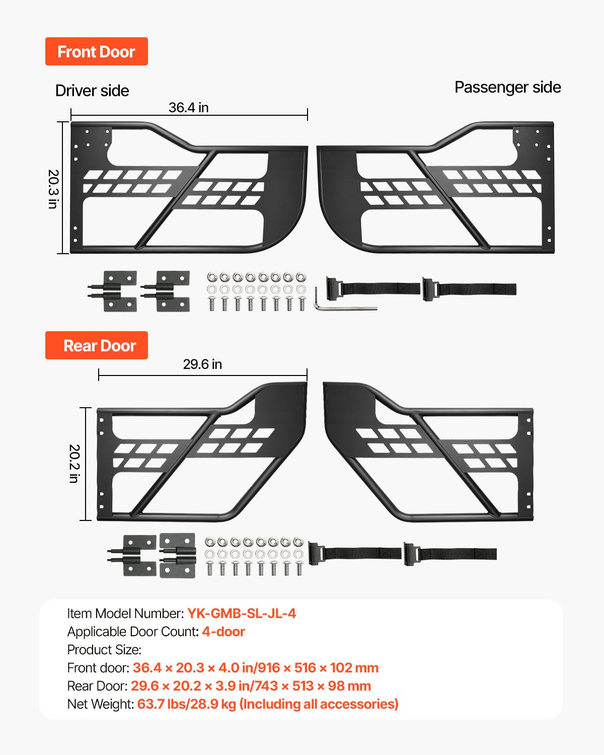 Automotive Decor: VEVOR Jeep Tube Doors, 4-Door, Hunting Style Jeep Tubular Door with Heavy-Duty Hinges & OE Latch, Jeep Doors with Rubber Pads, Fit for 2018-2024 Jeep Wrangler JL & 2020-2024 Jeep Gladiator JT