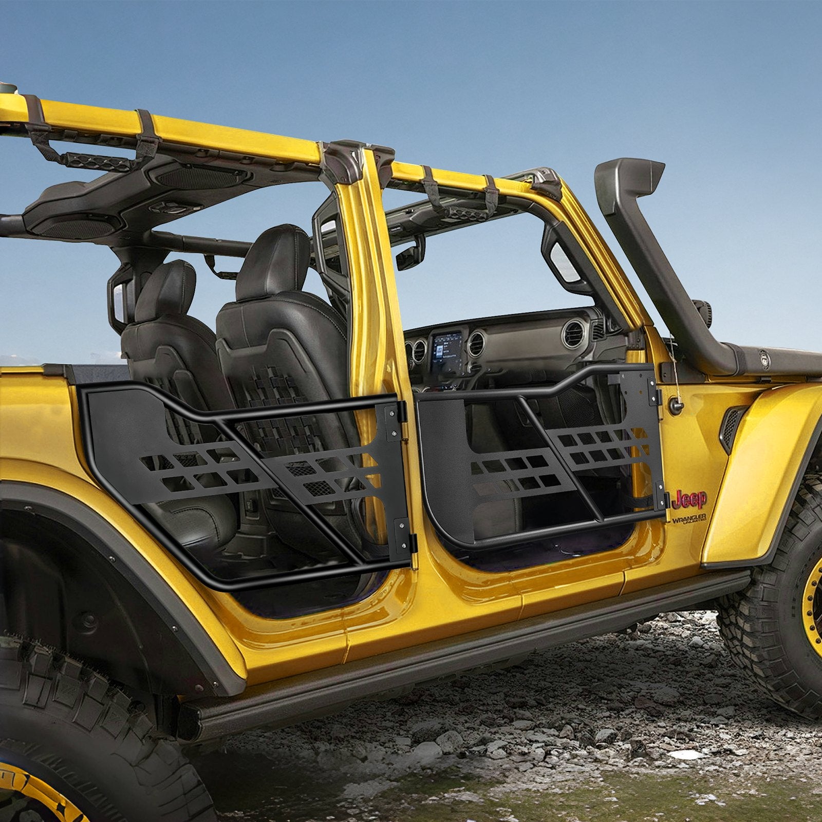 Automotive Decor: VEVOR Jeep Tube Doors, 4-Door, Hunting Style Jeep Tubular Door with Heavy-Duty Hinges & OE Latch, Jeep Doors with Rubber Pads, Fit for 2018-2024 Jeep Wrangler JL & 2020-2024 Jeep Gladiator JT