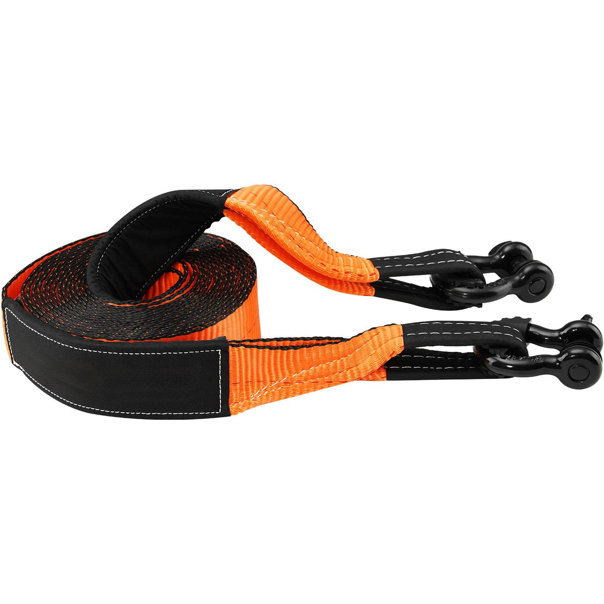 Off-Road Recovery Kit, 7.6 x 914.4 cm, Heavy Duty Winch Recovery Kit with 13608 kg Tow Straps, 20T D-Ring Shackles, Shackle Receiver, Snatch Block Pulley, Gloves, Storage Bag for ATV Jeep Truck