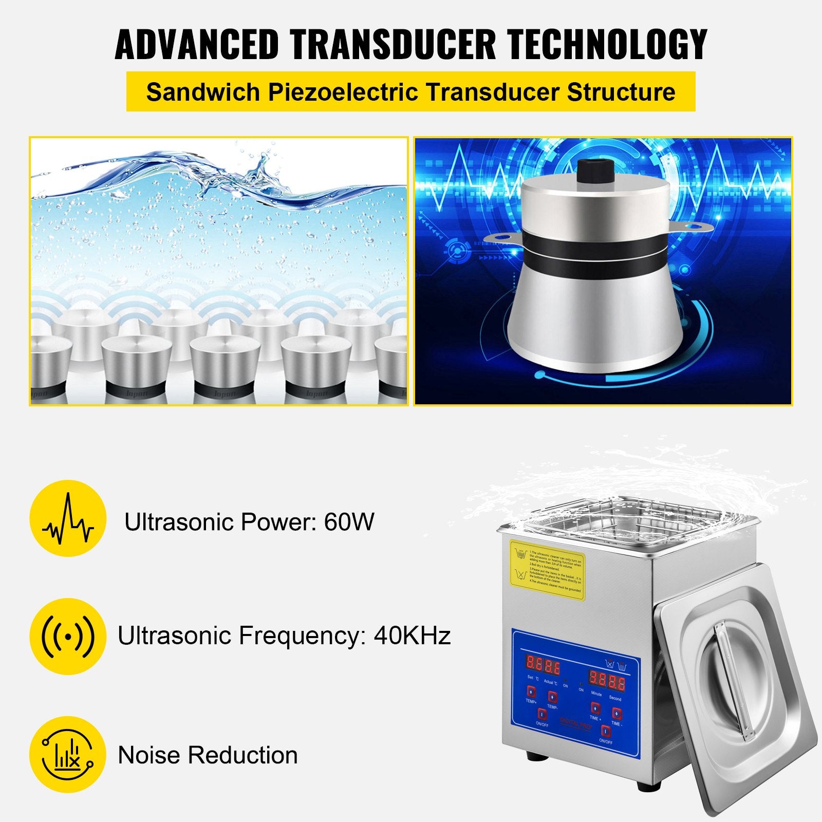 Jewellery Cleaners: VEVOR Ultrasonic Cleaner 2L Jewelry Cleaning with Digital Timer Ultrasonic Cleaning Machine for Jewellery Rings Watches Eyeglasses Dentures Coins Metal Parts Commercial and Home Use