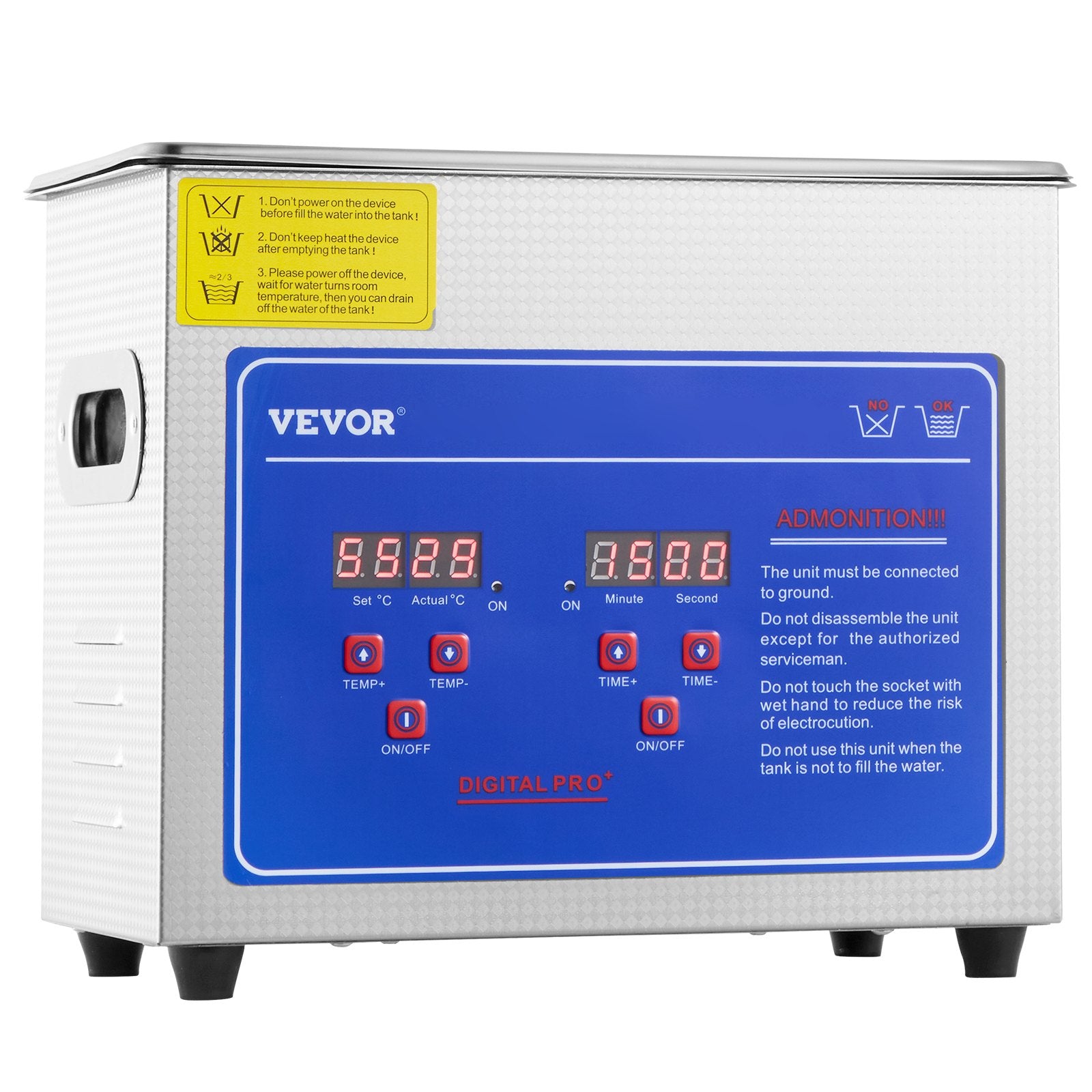 Ultrasonic Cleaner Machine 3L Stainless Steel Ultrasonic Cleaning Machine Digital Heater Timer Jewelry Cleaning for Commercial Personal Home Use (3L)