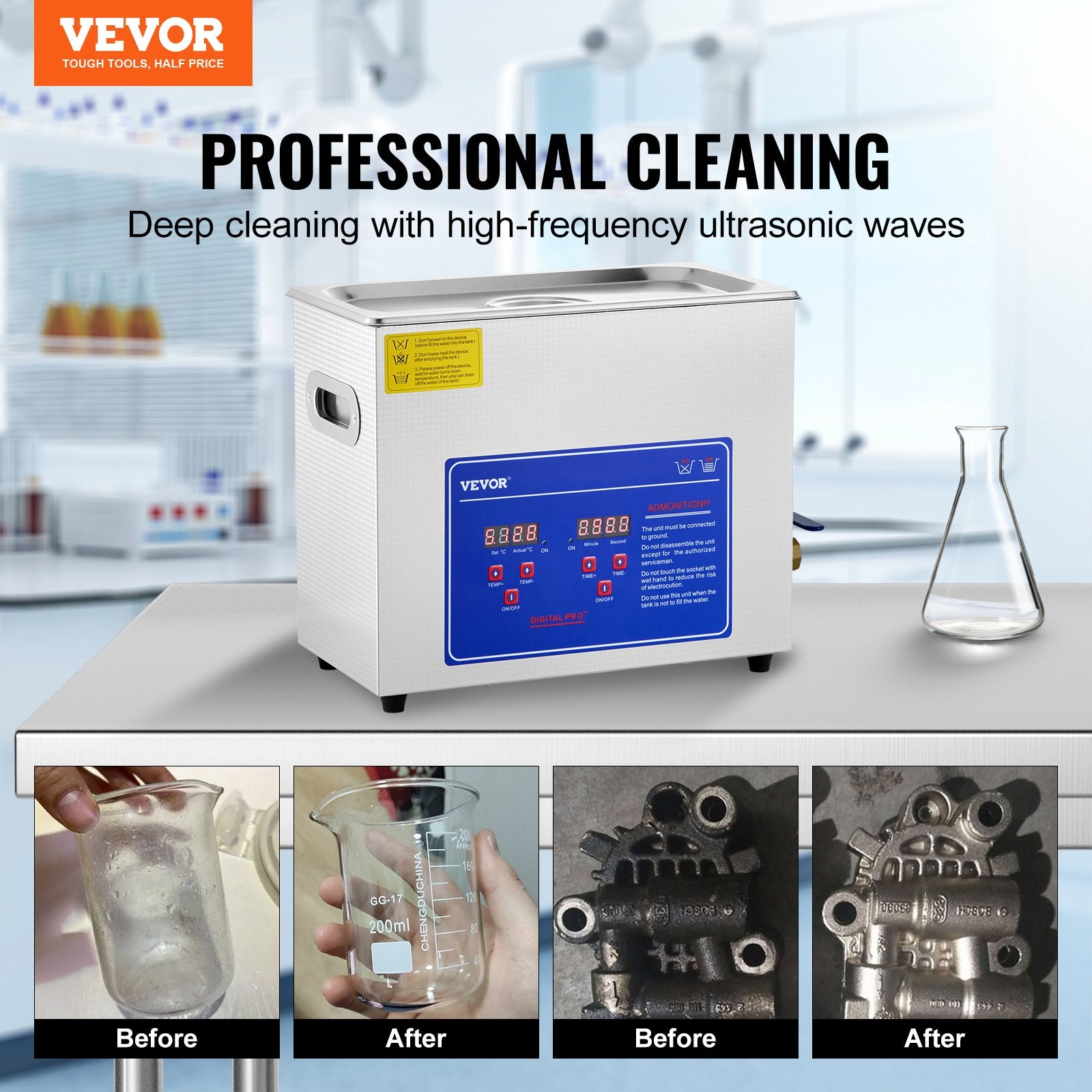 Audio Accessories: Vevor Brand New 6 Liter Stainless Steel Digital Ultrasonic Cleaner w/ Bracket & Drainage System