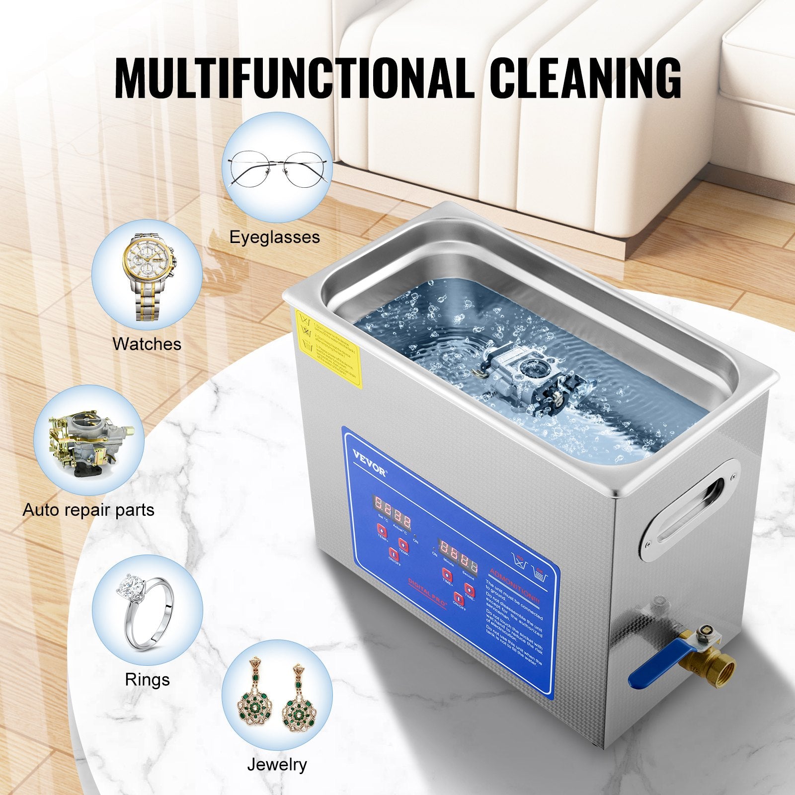 Audio Accessories: Vevor Brand New 6 Liter Stainless Steel Digital Ultrasonic Cleaner w/ Bracket & Drainage System