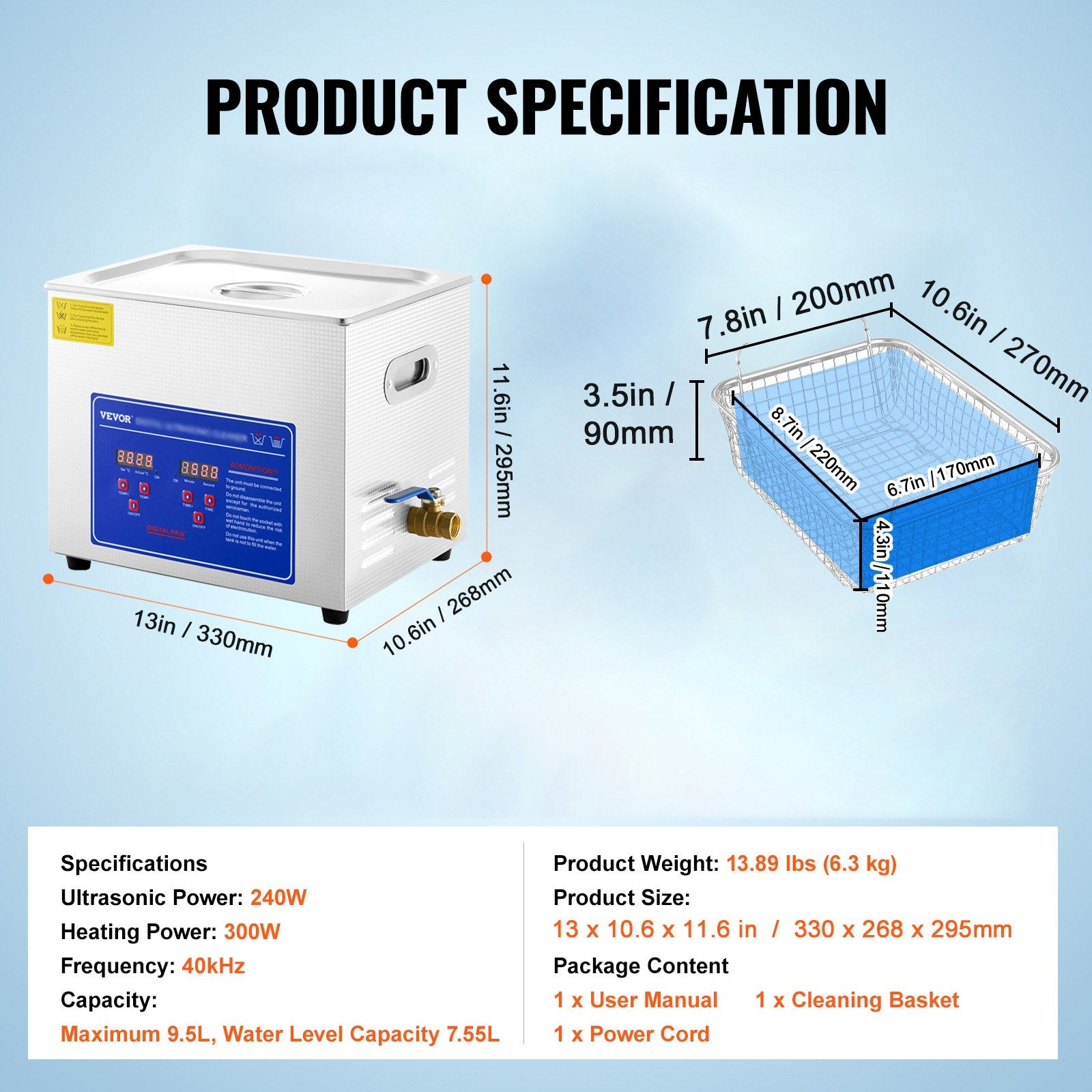 Jewellery Cleaners: VEVOR Ultrasonic Cleaner 10L Jewelry Cleaning with Digital Timer Ultrasonic Cleaning Machine for Jewellery Rings Watches Eyeglasses Dentures Coins Metal Parts Commercial and Home Use Silver