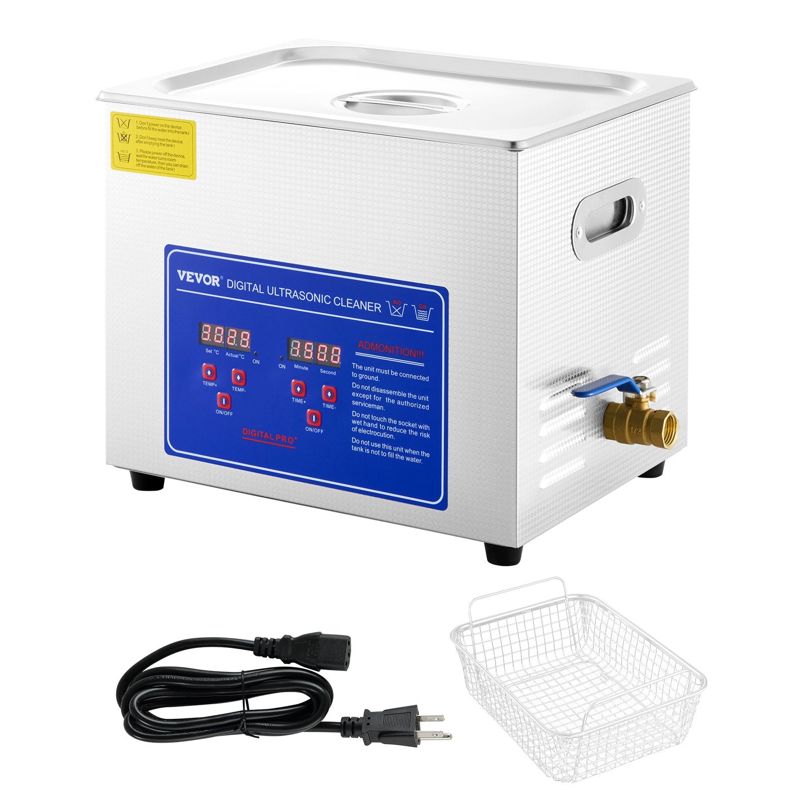 Jewellery Cleaners: VEVOR Ultrasonic Cleaner 10L Jewelry Cleaning with Digital Timer Ultrasonic Cleaning Machine for Jewellery Rings Watches Eyeglasses Dentures Coins Metal Parts Commercial and Home Use Silver