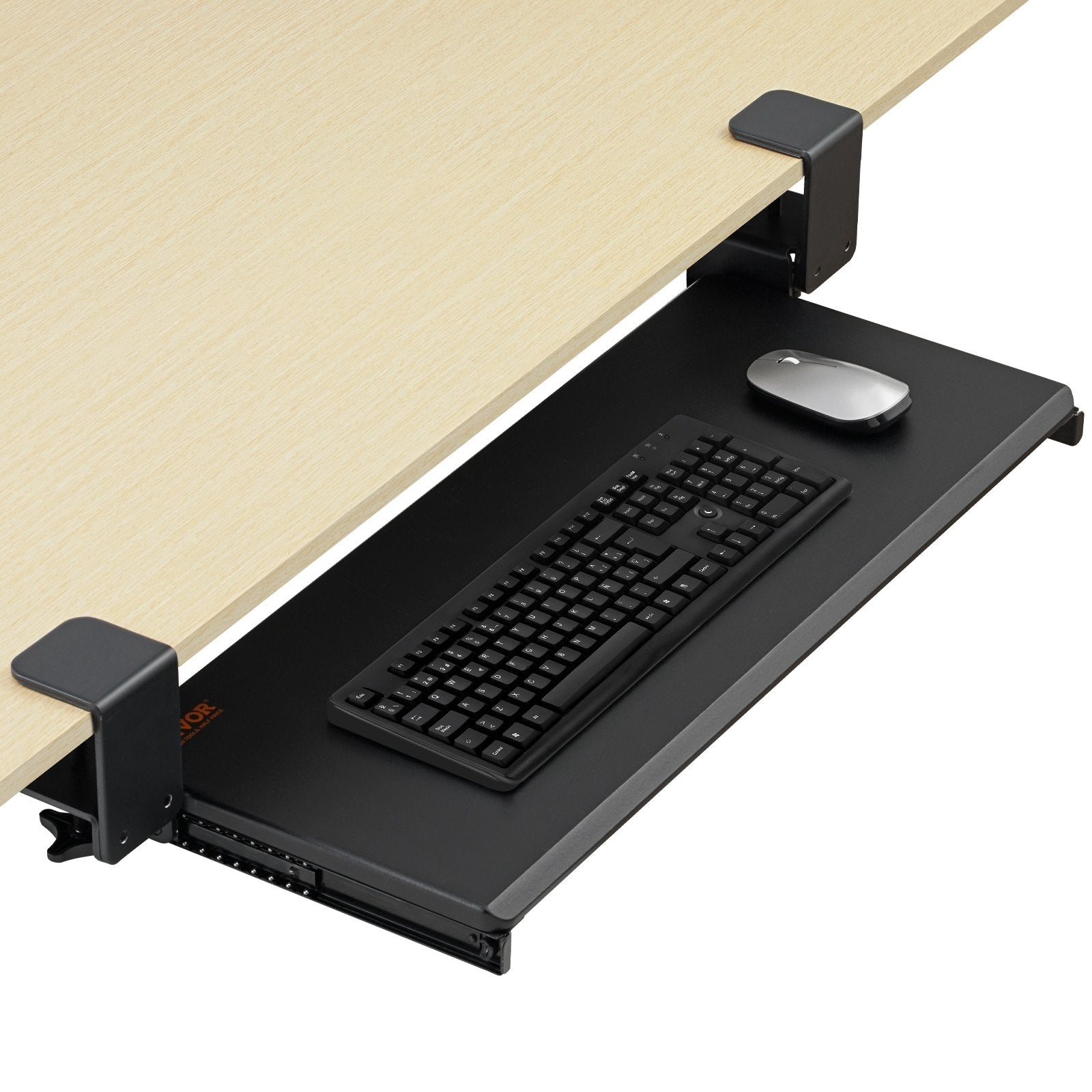 Desk Accessories: VEVOR Clamp on Keyboard Tray Under Desk, Desk Keyboard Tray Slide out with Sturdy No-drill C Clamp Mount, Large 26.8 x 11 inch Slide-out Computer Drawer for Typing in Home, Office Work