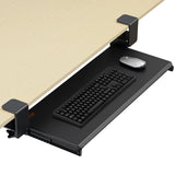 Desk Accessories: VEVOR Clamp on Keyboard Tray Under Desk, Desk Keyboard Tray Slide out with Sturdy No-drill C Clamp Mount, Large 26.8 x 11 inch Slide-out Computer Drawer for Typing in Home, Office Work