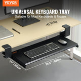 Desk Accessories: VEVOR Clamp on Keyboard Tray Under Desk, Desk Keyboard Tray Slide out with Sturdy No-drill C Clamp Mount, Large 26.8 x 11 inch Slide-out Computer Drawer for Typing in Home, Office Work