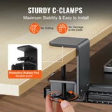 Desk Accessories: VEVOR Clamp on Keyboard Tray Under Desk, Desk Keyboard Tray Slide out with Sturdy No-drill C Clamp Mount, Large 26.8 x 11 inch Slide-out Computer Drawer for Typing in Home, Office Work