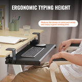 Desk Accessories: VEVOR Clamp on Keyboard Tray Under Desk, Desk Keyboard Tray Slide out with Sturdy No-drill C Clamp Mount, Large 26.8 x 11 inch Slide-out Computer Drawer for Typing in Home, Office Work