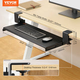 Desk Accessories: VEVOR Clamp on Keyboard Tray Under Desk, Desk Keyboard Tray Slide out with Sturdy No-drill C Clamp Mount, Large 26.8 x 11 inch Slide-out Computer Drawer for Typing in Home, Office Work