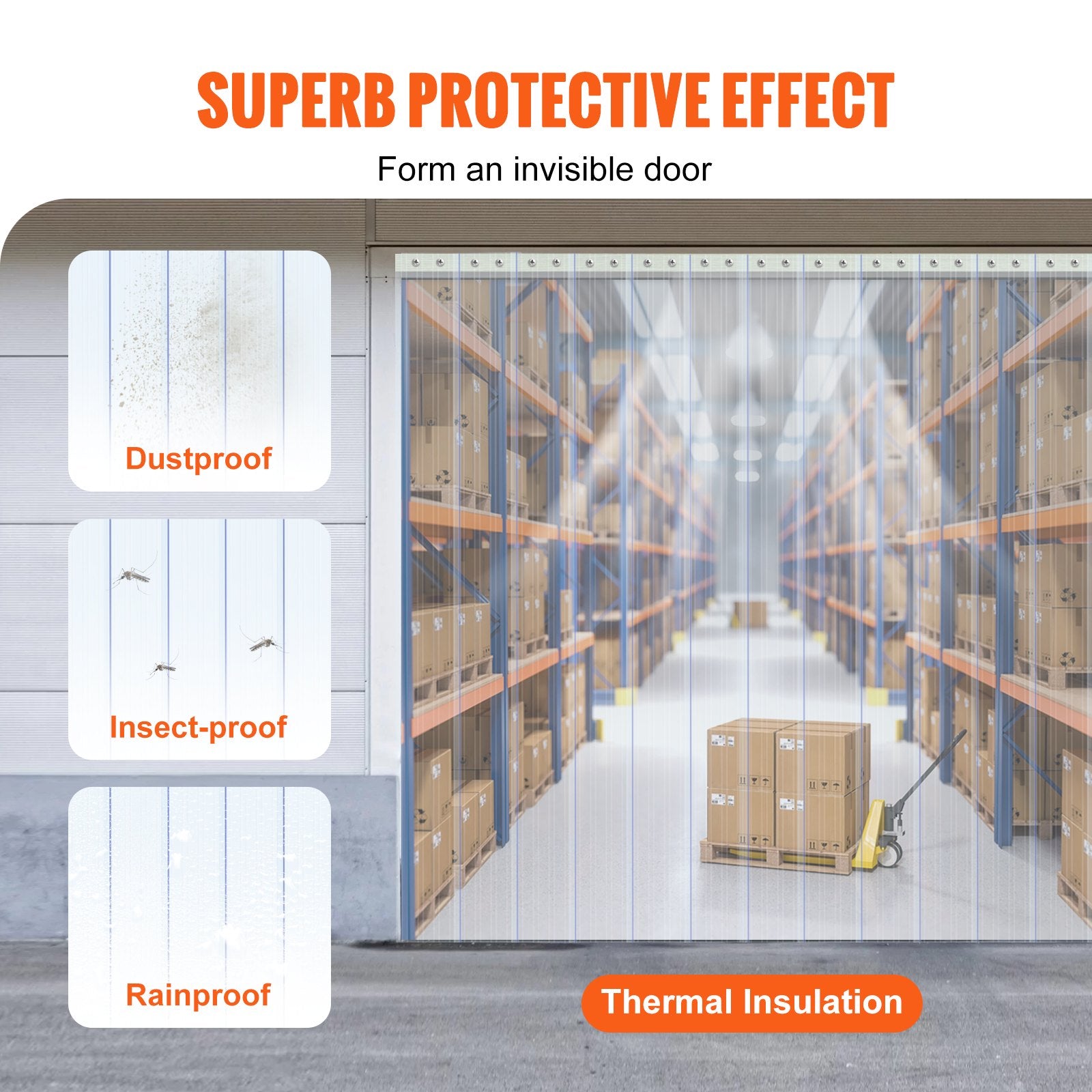 Strip Curtain, 4572 cm Length x 20 cm Width x 2 mm Thickness, Clear Ribbed PVC Curtain Strip Door Bulk Roll, Plastic Door Strips for Doorways of Supermarket, Garage, Warehouse, Barn, Pet House