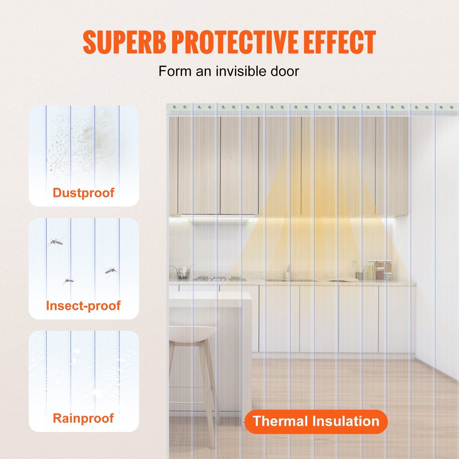 Curtains & Drapes: VEVOR Strip Curtain, 164' Length x 8" Width x 0.08" Thickness, Clear Ribbed PVC Curtain Strip Door Bulk Roll, Plastic Door Strips for Doorways of Supermarket, Garage, Warehouse, Barn, Pet Animal House