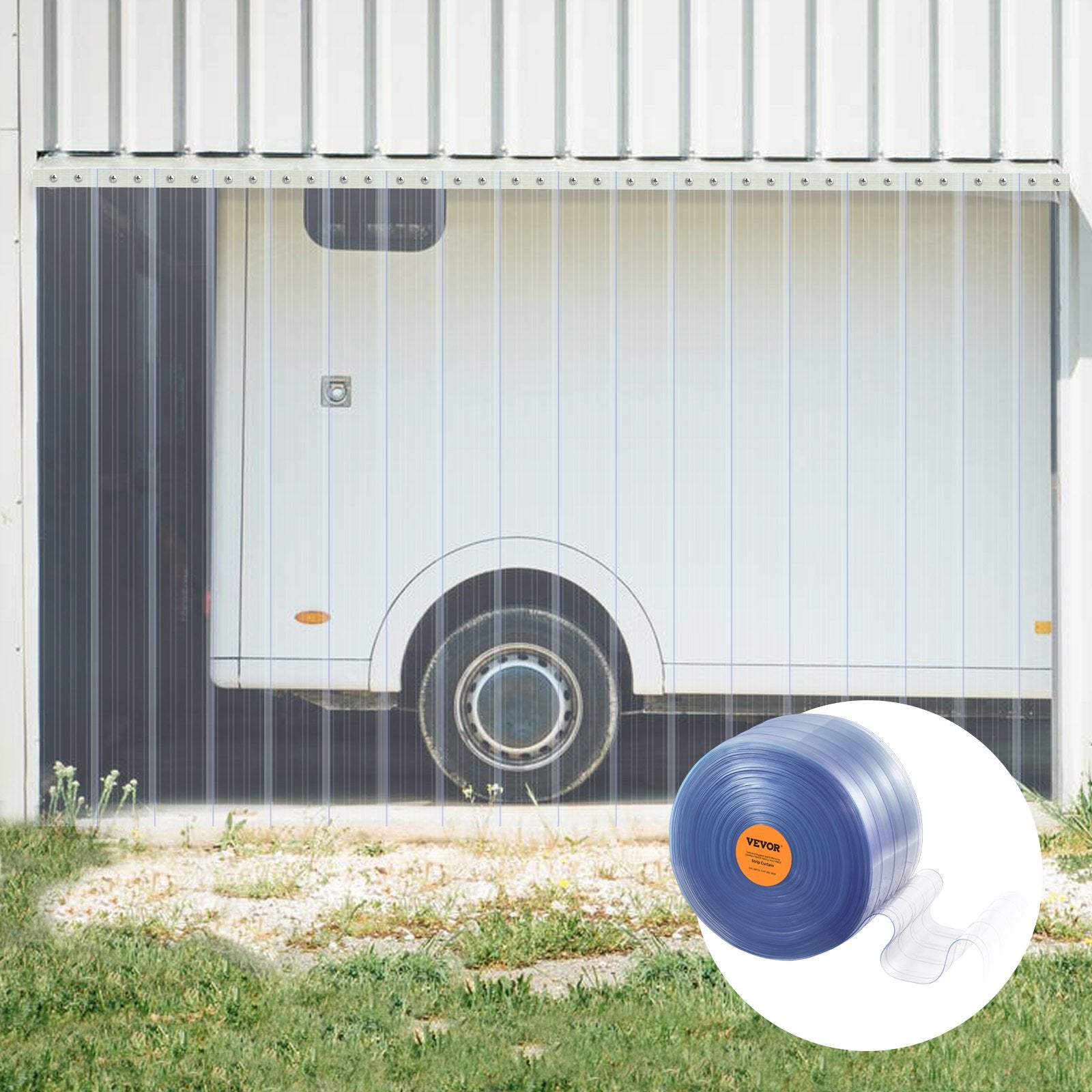 Curtains & Drapes: VEVOR Strip Curtain, 164' Length x 8" Width x 0.08" Thickness, Clear Ribbed PVC Curtain Strip Door Bulk Roll, Plastic Door Strips for Doorways of Supermarket, Garage, Warehouse, Barn, Pet Animal House