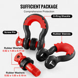 Rowing Boats: VEVOR D-Ring Shackle, 2 Pack 19.05 mm Alloy Steel Shackles 28.5 Ton Break Strength with 22 mm Screw Pin, Isolators & Washers Kit, Heavy Duty Off Road Vehicle Recovery Shackle for Jeep Truck, Black