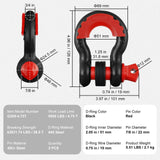 Rowing Boats: VEVOR D-Ring Shackle, 2 Pack 19.05 mm Alloy Steel Shackles 28.5 Ton Break Strength with 22 mm Screw Pin, Isolators & Washers Kit, Heavy Duty Off Road Vehicle Recovery Shackle for Jeep Truck, Black