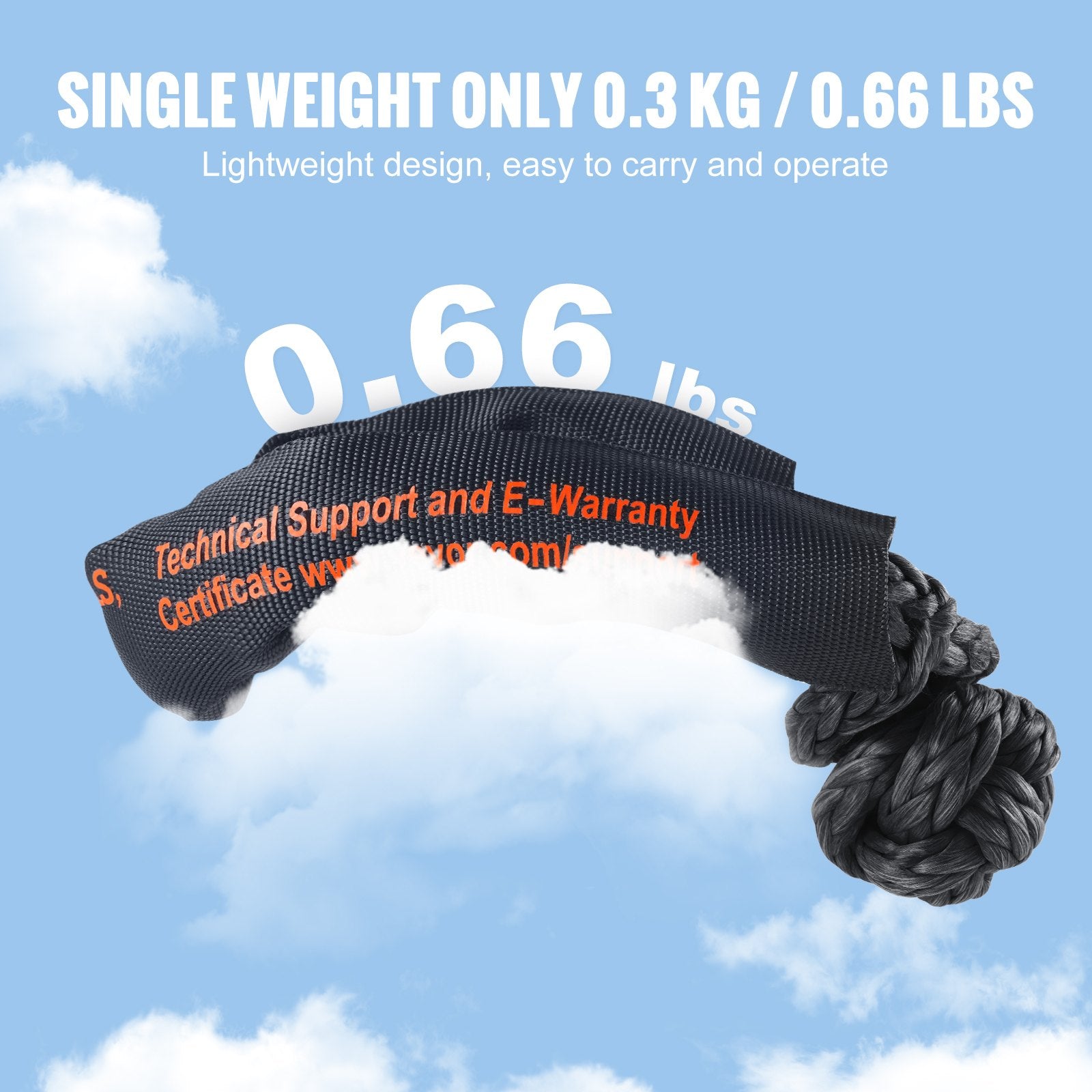Bicycle Stands & Storage: VEVOR Synthetic Soft Shackle Rope, 2 Pack 12.7 x 558.8 mm 20 Ton Breaking Strength, Recovery Tow Shackles with Extra 2 Sleeves and Storage Bag for UTV, ATV, Trucks, Jeep, Off-Road Vehicles, Black